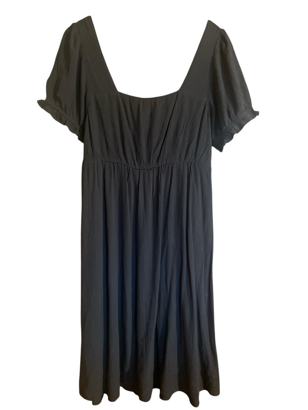 SO Women’s Black Short Sleeve Square Neck Babydoll Mid Length Dress Size Medium